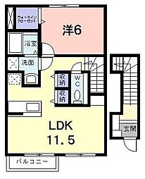 サンリットB棟 1LDKの間取図画像