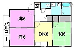 OakVillaB 3DKの間取図画像
