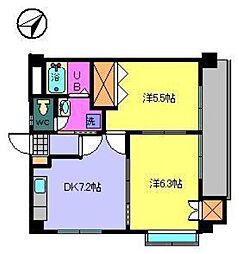 ジョイフラット3 2DKの間取図画像