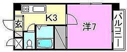第3ハイツ宮田町 1Kの間取図画像