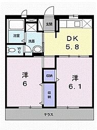 エルディム小栗 2DKの間取図画像