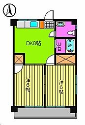 シャトレー築山 2DKの間取図画像