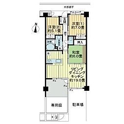 サーパス道後公園南 3LDKの間取図画像