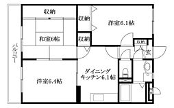 ユーミー乃万2 3DKの間取図画像