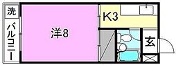 枝松マンション 1Kの間取図画像