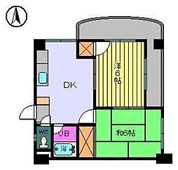 ジョイフラット1 2DKの間取図画像