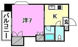 ジョイフル東野 1Kの間取図画像