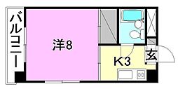 第2パールハイツ 1Kの間取図画像