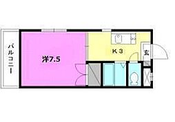 キャッスルいして 1Kの間取図画像