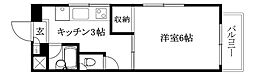 ルナ・ソレイユ桑原 1Kの間取図画像