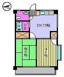フォルテ愛光 2DKの間取図画像