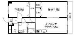 グレース久万ノ台 2DKの間取図画像