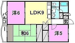シャルマン市坪 3LDKの間取図画像