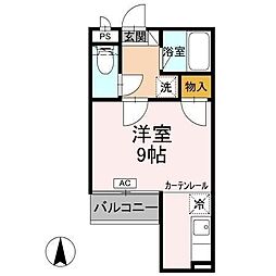 プチシャンブルM ワンルームの間取図画像
