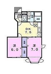 ドミール・ソレイユ 2DKの間取図画像