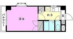 ジョイフル第5中村 1Kの間取図画像