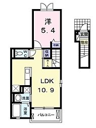 ラフィレッジE 1LDKの間取図画像