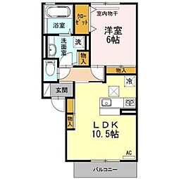 シュヴァル・ユイット 1LDKの間取図画像