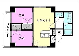 KマンションNo.6 2LDKの間取図画像