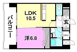 スカイタワーカツヤマ 1LDKの間取図画像