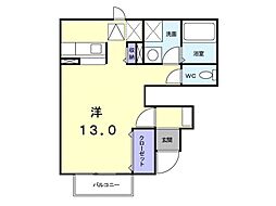 アンクルールB棟 ワンルームの間取図画像