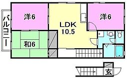 キャッスル森田A 3LDKの間取図画像