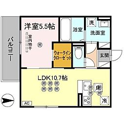 クランツ朝生田 1LDKの間取図画像