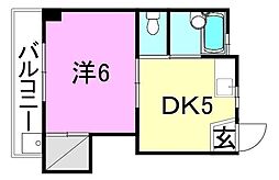 メゾンAD2 1DKの間取図画像
