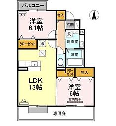 サンハイムKA 2LDKの間取図画像