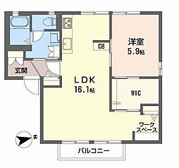 ディアスさや 1LDKの間取図画像