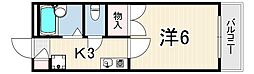 ヘーベル青木 1Kの間取図画像
