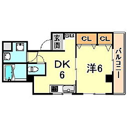 カーサ森 1DKの間取図画像