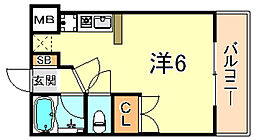 アルファコート ワンルームの間取図画像