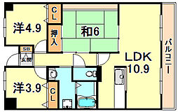 ベレッツァ芦屋・1 3LDKの間取図画像
