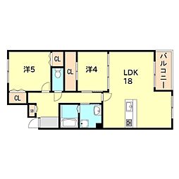 芦屋翠ケ丘アーバンリズ 2LDKの間取図画像