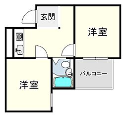 アメニティ東神戸三番館 2Kの間取図画像