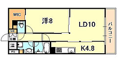 サニープレイス西芦屋2号館 1LDKの間取図画像