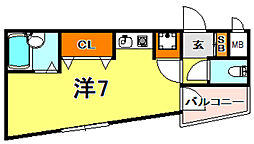 キャッスルアート御影 ワンルームの間取図画像