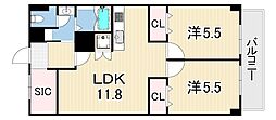 シーサイドコーポ芦屋 2LDKの間取図画像