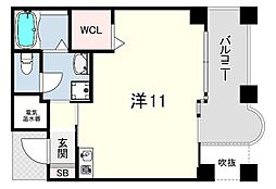 チェリービュウ芦屋川 ワンルームの間取図画像