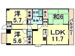 グランペール 3LDKの間取図画像