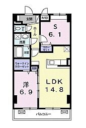 エアリーヒルズ芦屋 2LDKの間取図画像