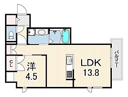 LA VITA摂津本山 1LDKの間取図画像