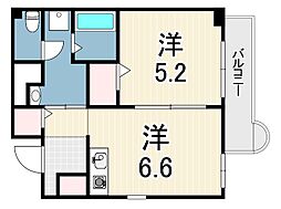 チェリービュウ芦屋川 1DKの間取図画像