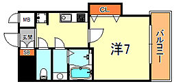 LUXE芦屋南 1Kの間取図画像