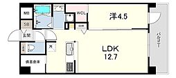 THE SENSE RESIDENCE 甲南山手 1LDKの間取図画像