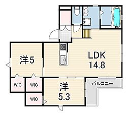 メトレ本山中町 2LDKの間取図画像