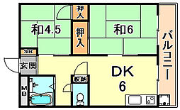 メゾン本山A 2DKの間取図画像