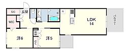 LaLaBrezza芦屋翠ヶ丘 2LDKの間取図画像