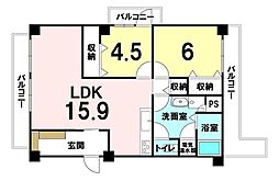 カーサ東淀川 2LDKの間取図画像